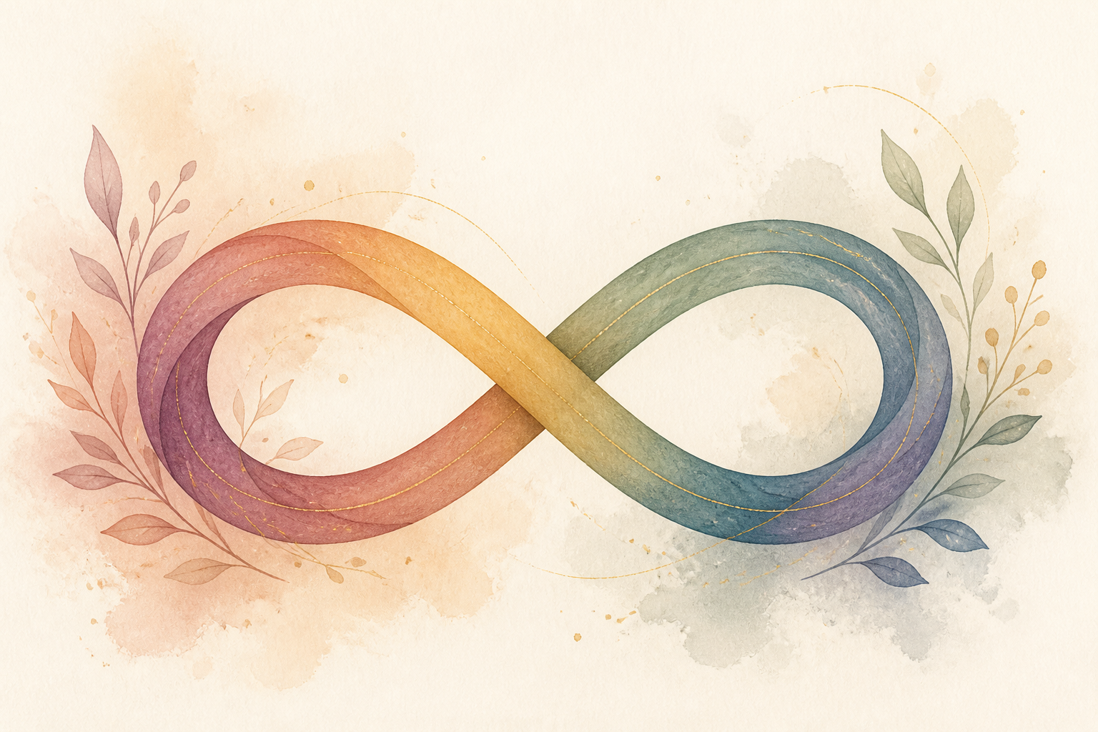 Símbolo del infinito de la neurodiversidad ilustrado en acuarela
